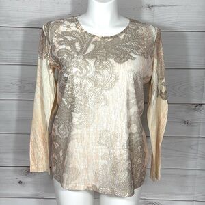 NWT Chico’s Color of You Glimmer Tuliana Long Sleeve Top Size Large/12/Chico’s 2